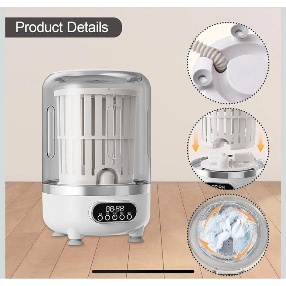 Trade Shop - Mini Lavatrice Portatile Compatta Ricaricabile Design Senza Fili Con Cestello Centrifuga -