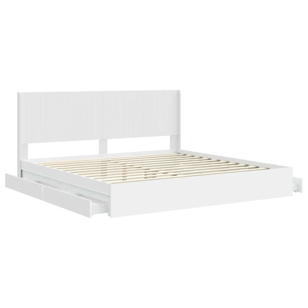 Letto matrimoniale | Letto per adulti | Struttura del letto con stoccaggio e testata Bianco