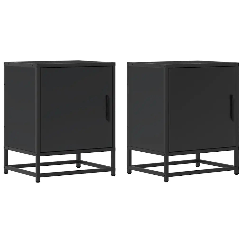 Comodini 2pz Neri 40x31x50 cm Legno Multistrato Metallo 848710
