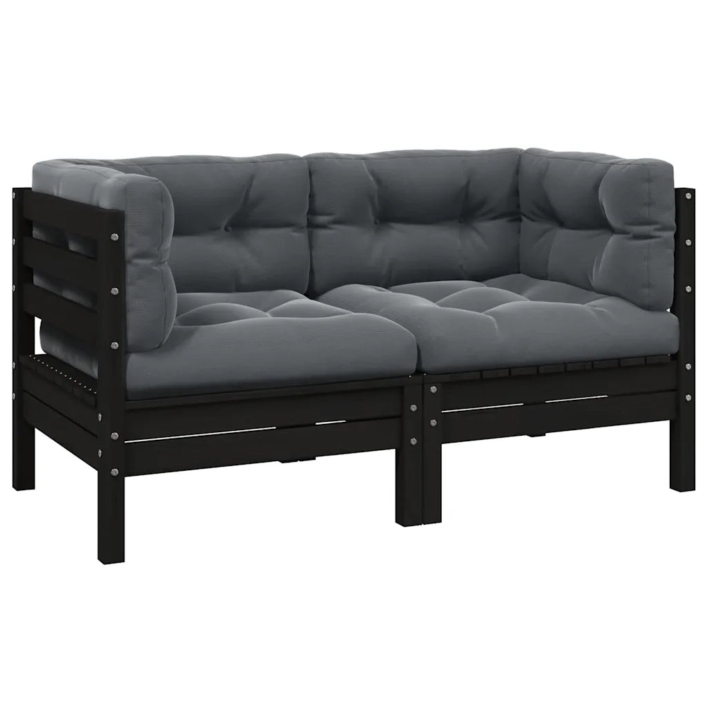 Divano da Giardino a 2 Posti con Cuscini Nero Massello di Pinocod mxl 70747