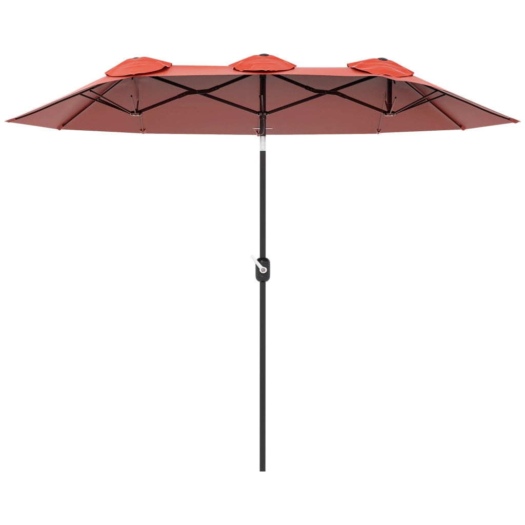 Ombrellone; parasole da giardino; inclinabile; con manovella; tetto a vento; poliestere+acciaio; rosso vino; 295 x 152 cm