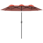 Ombrellone; parasole da giardino; inclinabile; con manovella; tetto a vento; poliestere+acciaio; rosso vino; 295 x 152 cm