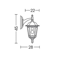 APPLIQUE DA PARETE LANTERNA DOWN BIANCA DA ESTERNO 1XE27 FIRENZE MORETTI