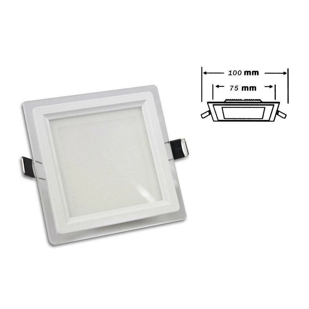 Trade Shop - Pannello Led Slim Incasso Bordo Vetro Quadrato 6w Luce 6500k 4000k 3000k P-75eq -