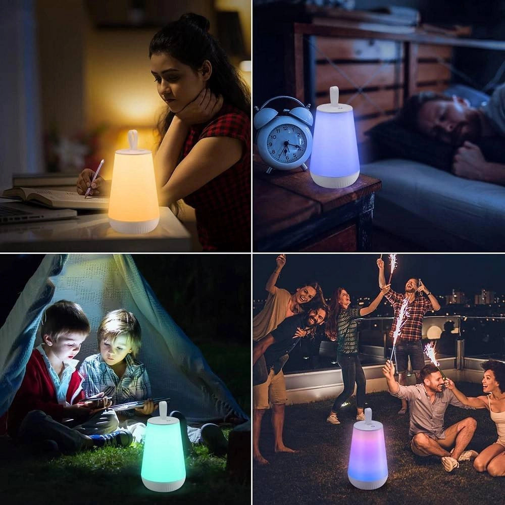 Trade Shop - Lampada Ricaricabile Portatile Led Rgb Bambini Relax Notturna Touch Dimmerabile 3w -