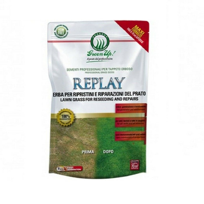 SEMI PER RIGENERAZIONE PRATO macchie chiazze del prato REPLAY 1,2 KG HERBATECH