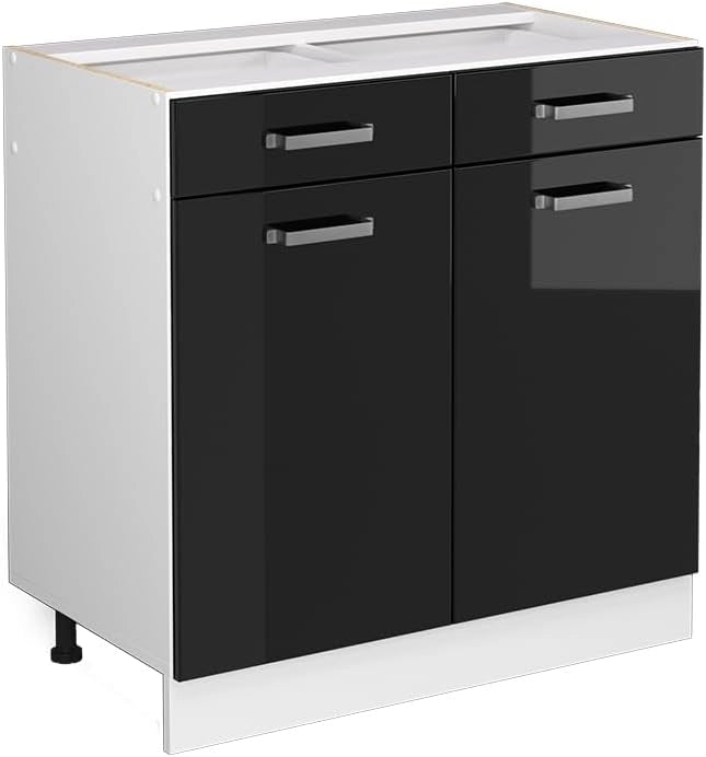 Frontale cucina R-Line, Nero lucido, 79.2 x 70.8 cm frontale del mobile per mobile base con cassetti