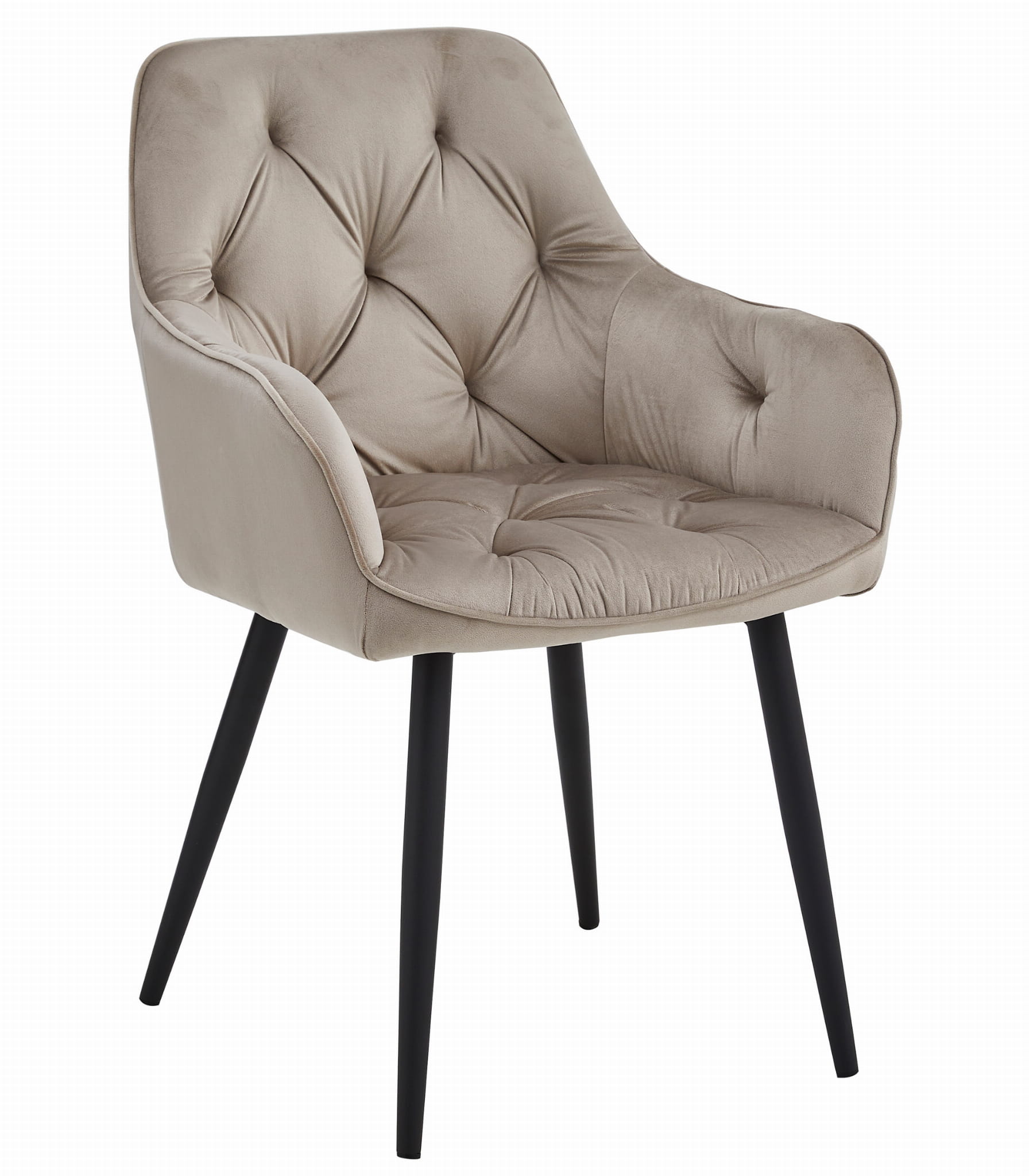 Sedie da pranzo Valora LUKK - Velluto beige scuro con gambe nere x2