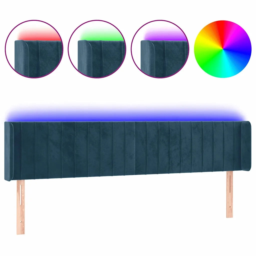 Testiera a LED-Testata con LED Blu Scuro 183x16x78/88 cm in Velluto 759435
