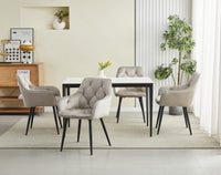 Sedie da pranzo Valora LUKK - Velluto beige scuro con gambe nere x2