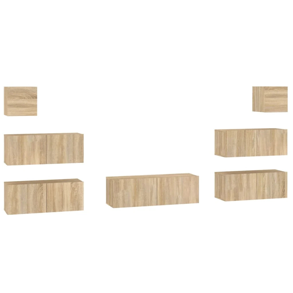 Set di mobili mobile credenza TV televisione soggiorno camera da letto soggiorno 7 pezzi rovere Sonoma multistrato marrone 02_0025209
