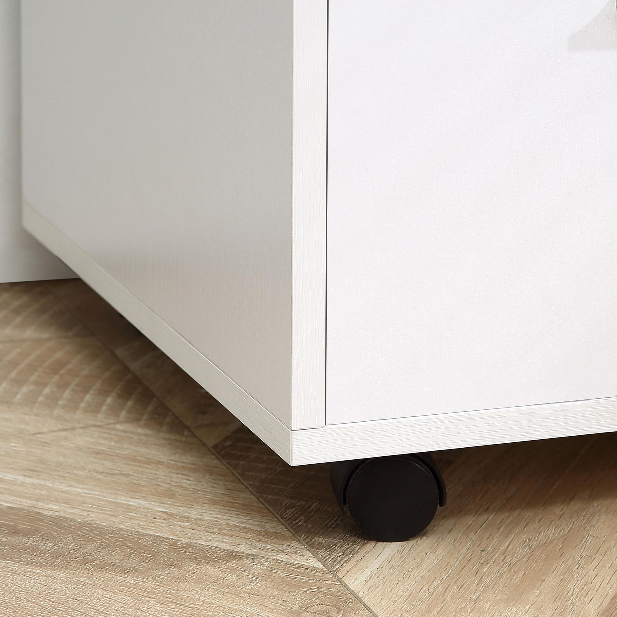 Mobile 3 Cassetti 2 Ripiani 80x40x65 cm con Ruote in Truciolare Bianco