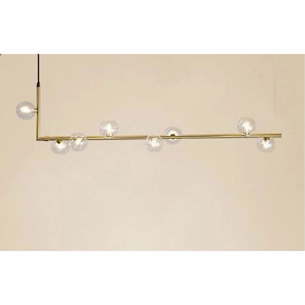 Trade Shop - Lampadario 8 Sfere G9 In Vetro Da Soffitto In Metallo Oro Design Moderno 71638 -