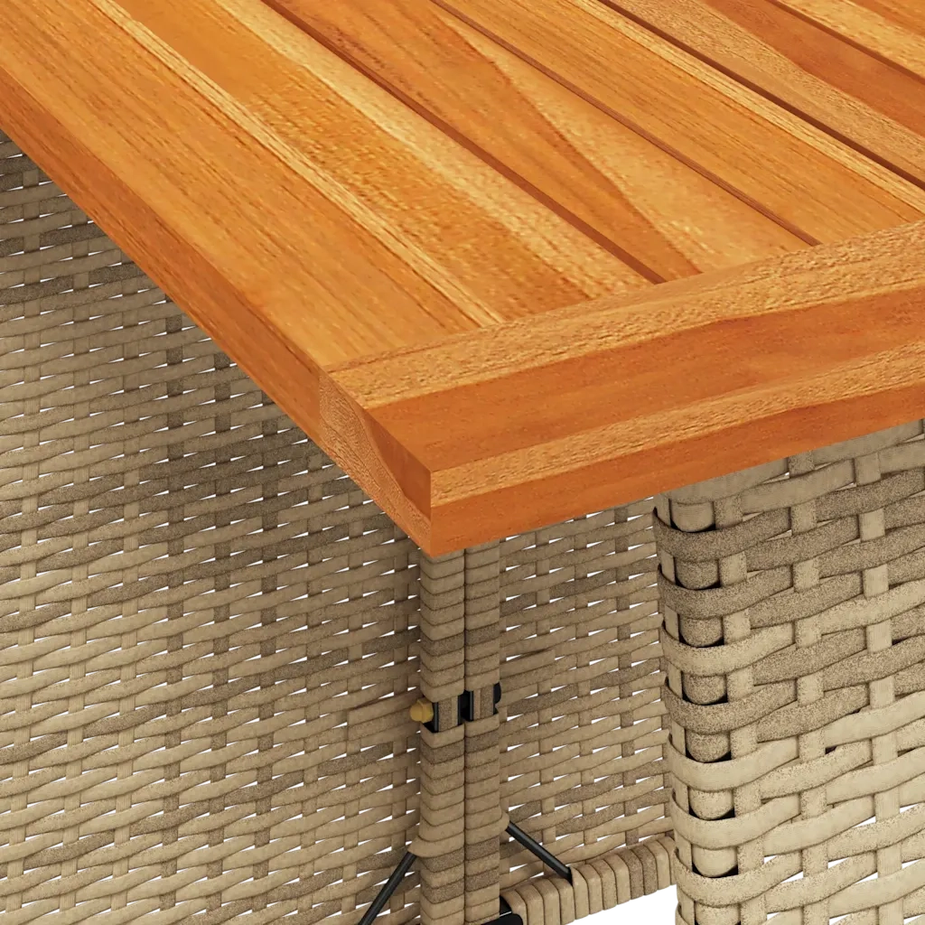 Set da Pranzo da Giardino 5 pz con Cuscini Beige in Polyrattan