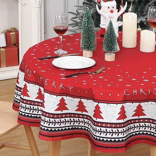 Tappeto per tavola di Natale, impermeabile, tovaglie per tavola, decorazione di Natale, tovaglia per tavola, con albero di Natale, 60 gradi di circonferenza