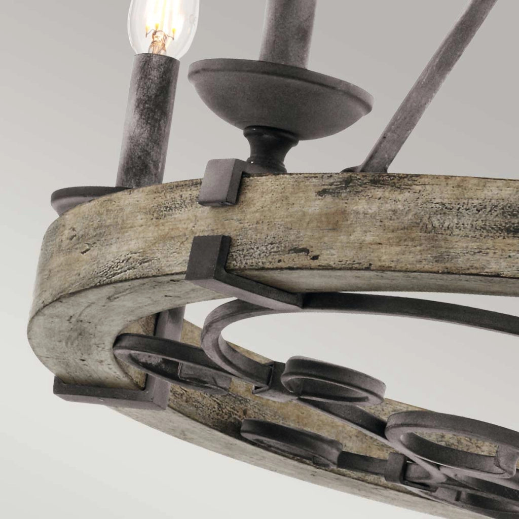 Lampadario Taulbee medioevale zinco anticato 6xE14 Kichler