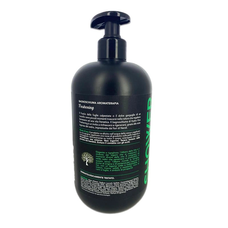 HYDRA VIVA BAGNOSCHIUMA FRESHENING 750 ML ESTRATTO BIOLOGICO BERGAMOTTO E TE VERDE CON DOSATORE