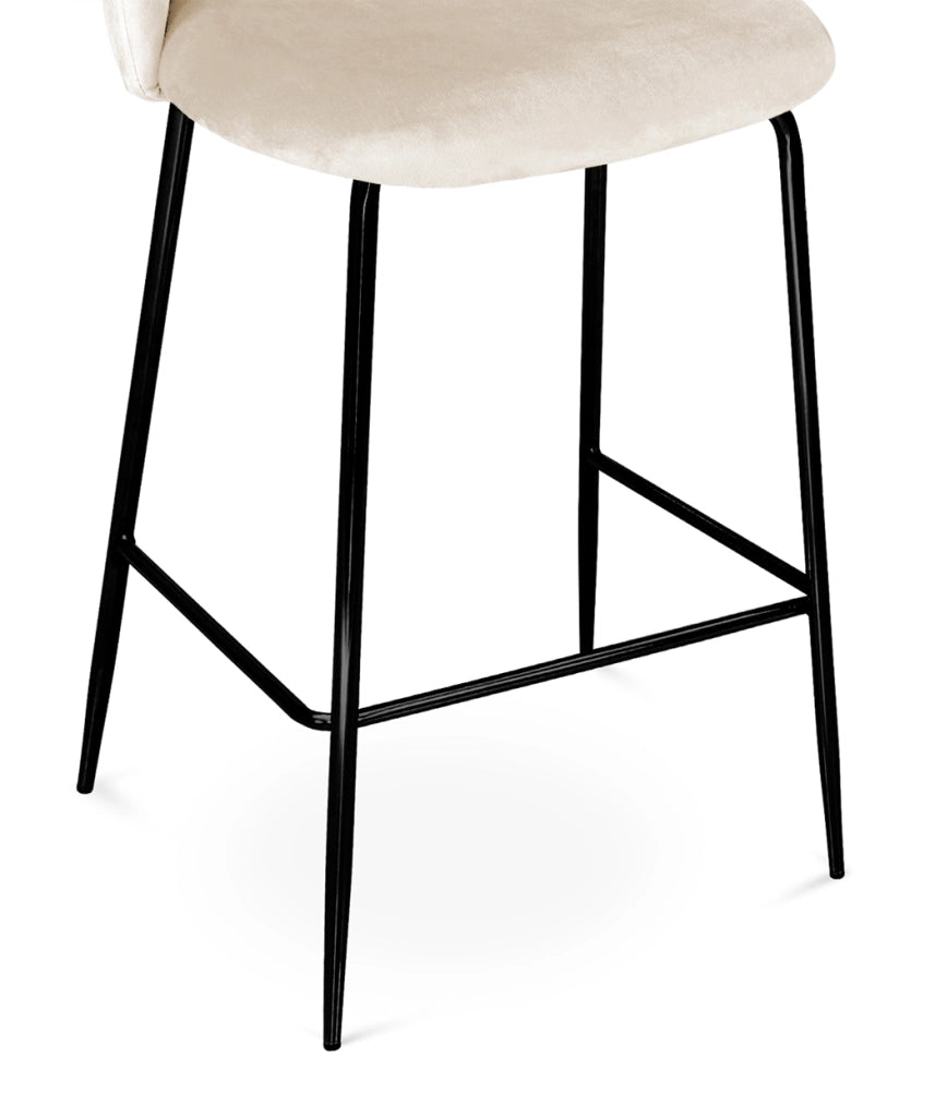 Sgabello cucina imbottito, sgabello alto in velluto beige piede nero – Nicole - SG11NIPN