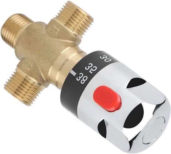 Valvola di Regolazione della Temperatura per Vasca da Bagno e Doccia in Ottone - 15mm - Regolazione Tridirezionale della Temperatura dell'Acqua
