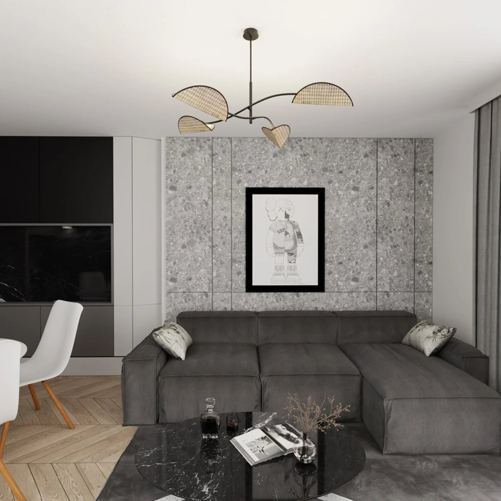 Plafoniera Moderna Ares Acciaio Nero 4 Luci E14 Ip20