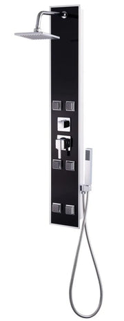 Pannello doccia con soffione rubinetto vetro acciaio inox 120 cm nero 02_0003432