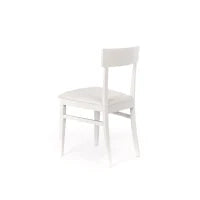 E-STYLO Sedia in legno laccato bianco con seduta rivestita in similpelle, imbottita, 44cm X 45cm H. 82cm.