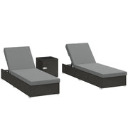 Set 2 Sdraio Giardino Rattan con Tavolino ¨C Xylo ¨C Schienale Regolabile Grigio Scuro 184x60x22