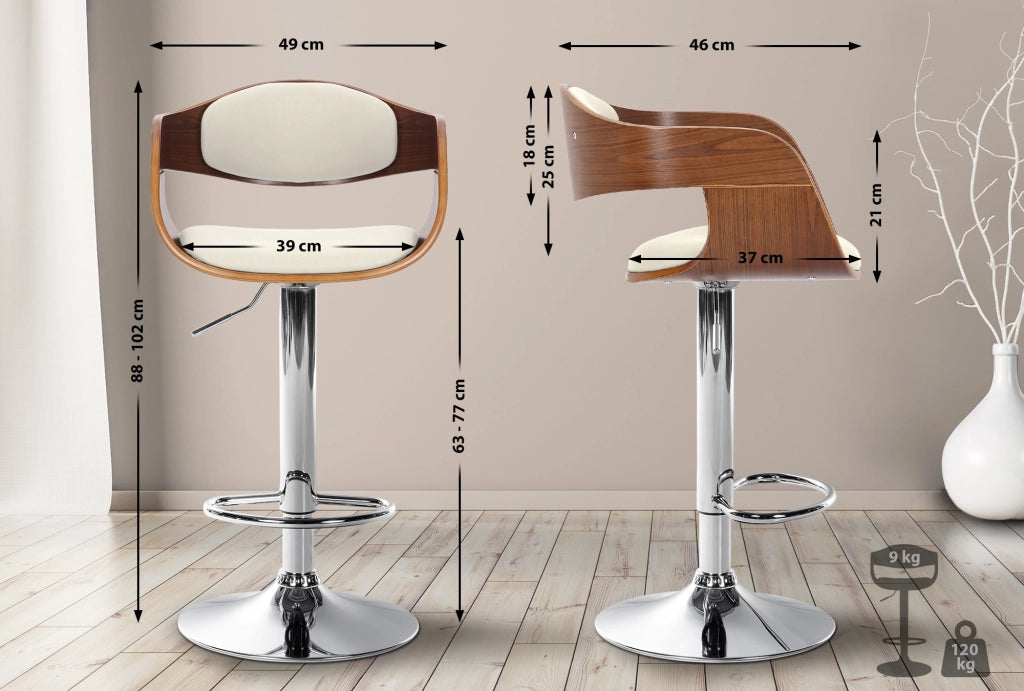 Sgabello Kingston in Similpelle Noce/bianco