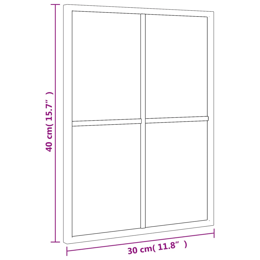 Specchio da Parete-Specchio a Muro-Specchio Decorativo Nero 30x40 cm Rettangolare in Ferro