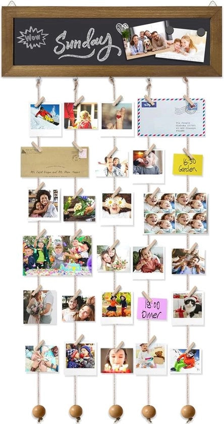 Collage per foto - parete per foto in legno - DIY - 5 pezzi - beige - legno