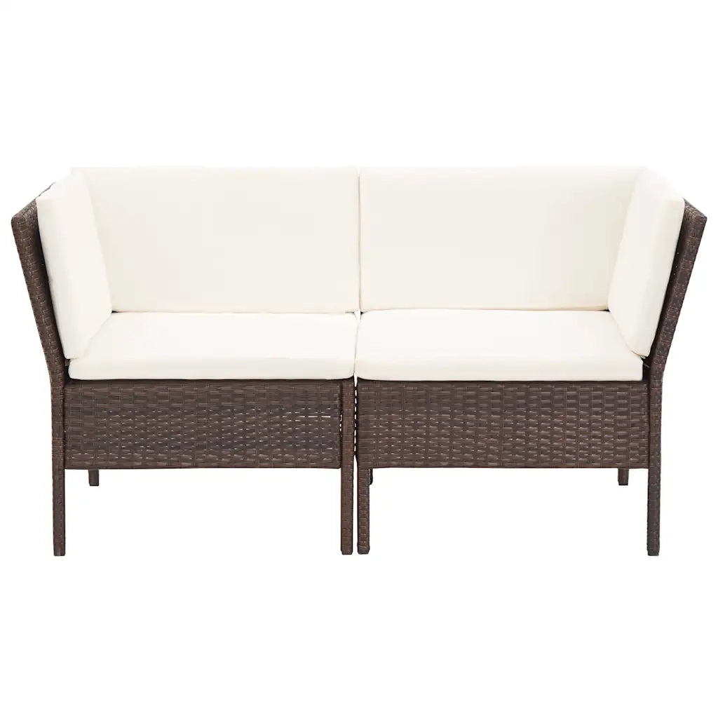 Set Divani da Giardino 6 pz con Cuscini in Polyrattan Marrone 48939