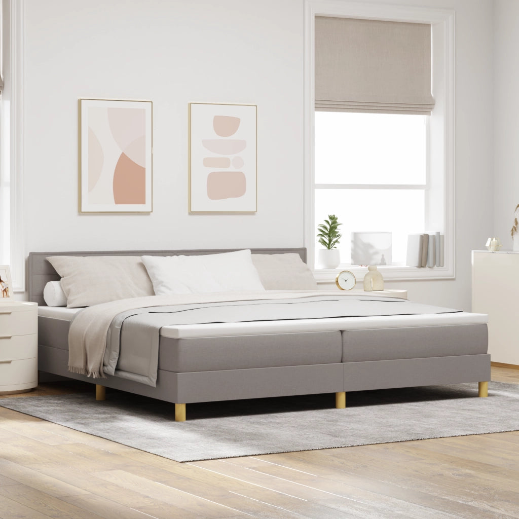 Letto Box Spring con Materasso Tortora 200x200 cm Tessuto