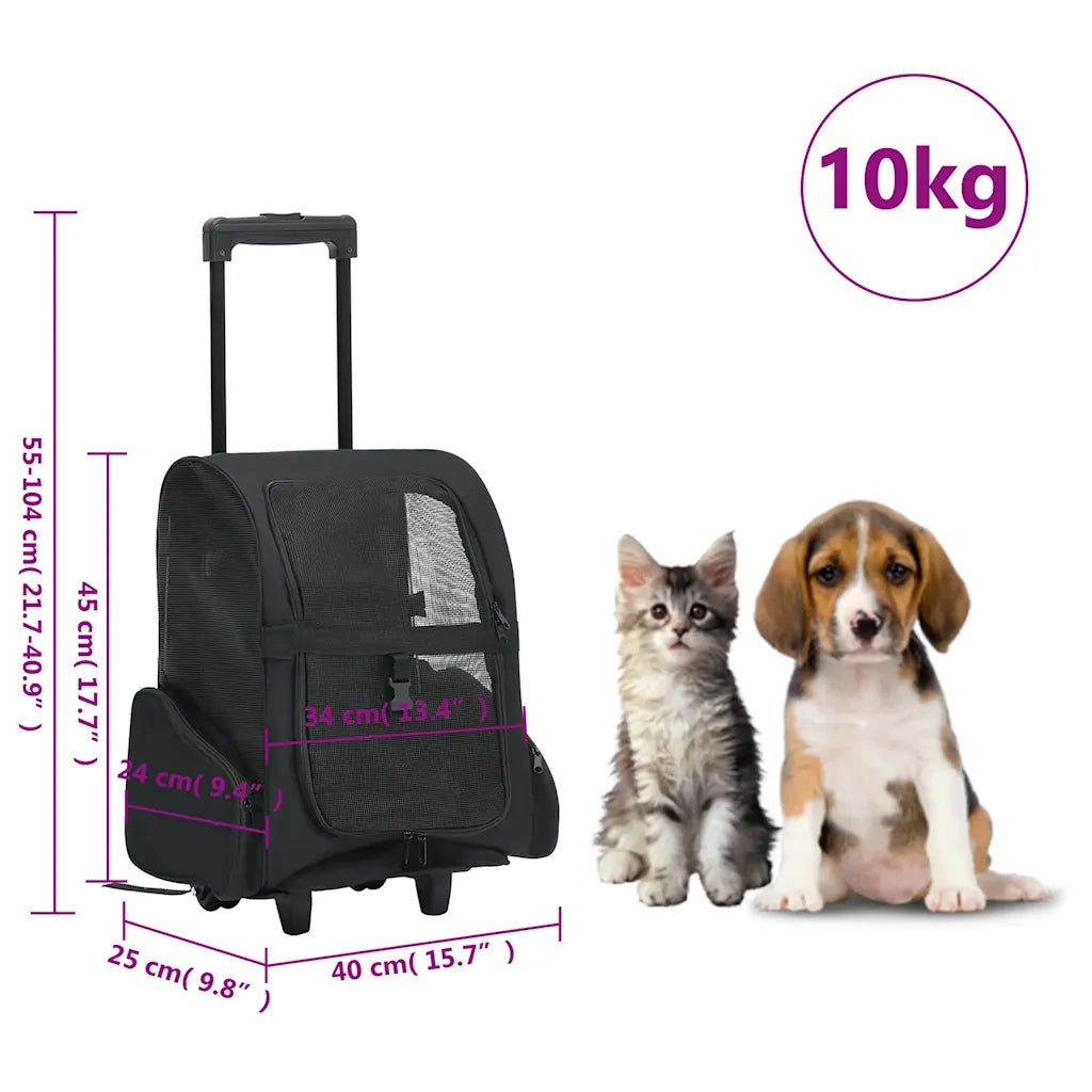 Trolley Trasportino per Animali Pieghevole Multifunzione Nero 171019