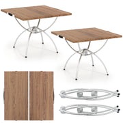 Tavolo da picnic leggero estendibile con piano effetto legno in alluminio-Set di 2 tavoli da campeggio pieghevoli Naturale