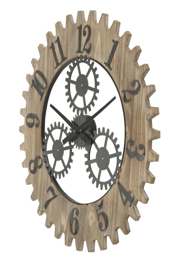 Orologio da Muro Ingranaggio Plus Ø60x4 cm in Ferro e MDF Nero