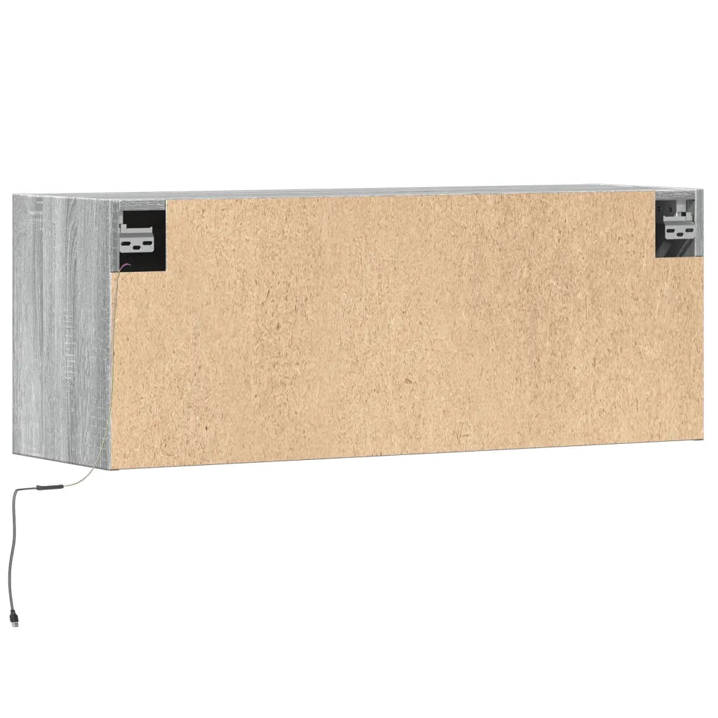Mobile TV a Parete con Luci LED Grigio Sonoma 100x31x35 cm