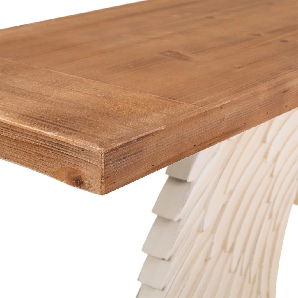 Mobile da ingresso in legno bianco intagliato 150x40x101h