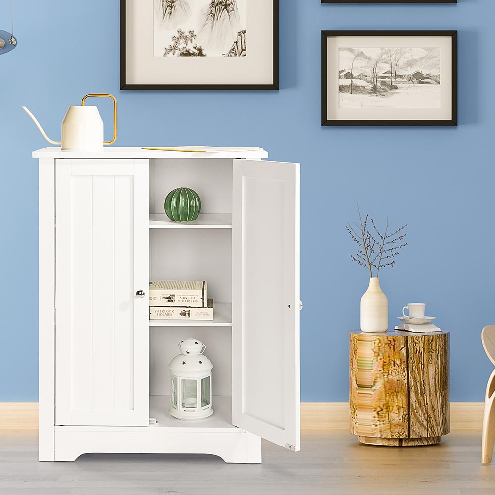 Mobiletto Armadietto Bagno 2 Ante Mobile Armadio in Legno MDF Bianco 60x30x80cm