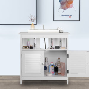 Mobile Mobiletto Armadietto Bagno Lavandino Lavabo Con Due Ante Legno Bianco