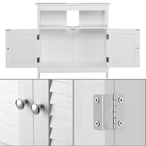 Mobile Mobiletto Armadietto Bagno Lavandino Lavabo Con Due Ante Legno Bianco