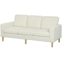 Divano 3 posti in velluto a coste, con cuscini a molle e imbottitura, 192x80x84,5cm, beige