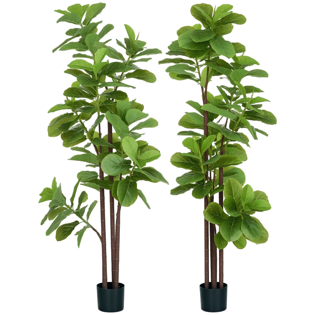 Piante Finto Ficus Lyrata 2 Pezzi ¨C Minimal ¨C Verde 180cm con Vaso