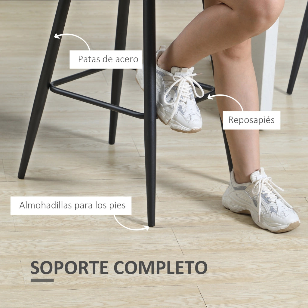 Sgabelli da Bar ¨C zephmum ¨C 2 Pezzi Imbottiti in Velluto Grigio con Schienale e Reposapi¨¦s