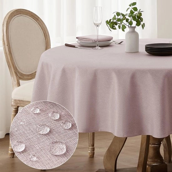 Telaio per tavolo lavabile diametro 160 cm tovaglio per tavolo look lino impermeabile tovaglio per tavolo per esterno, campeggio, matrimoni, compleanni (colore miele scuro)