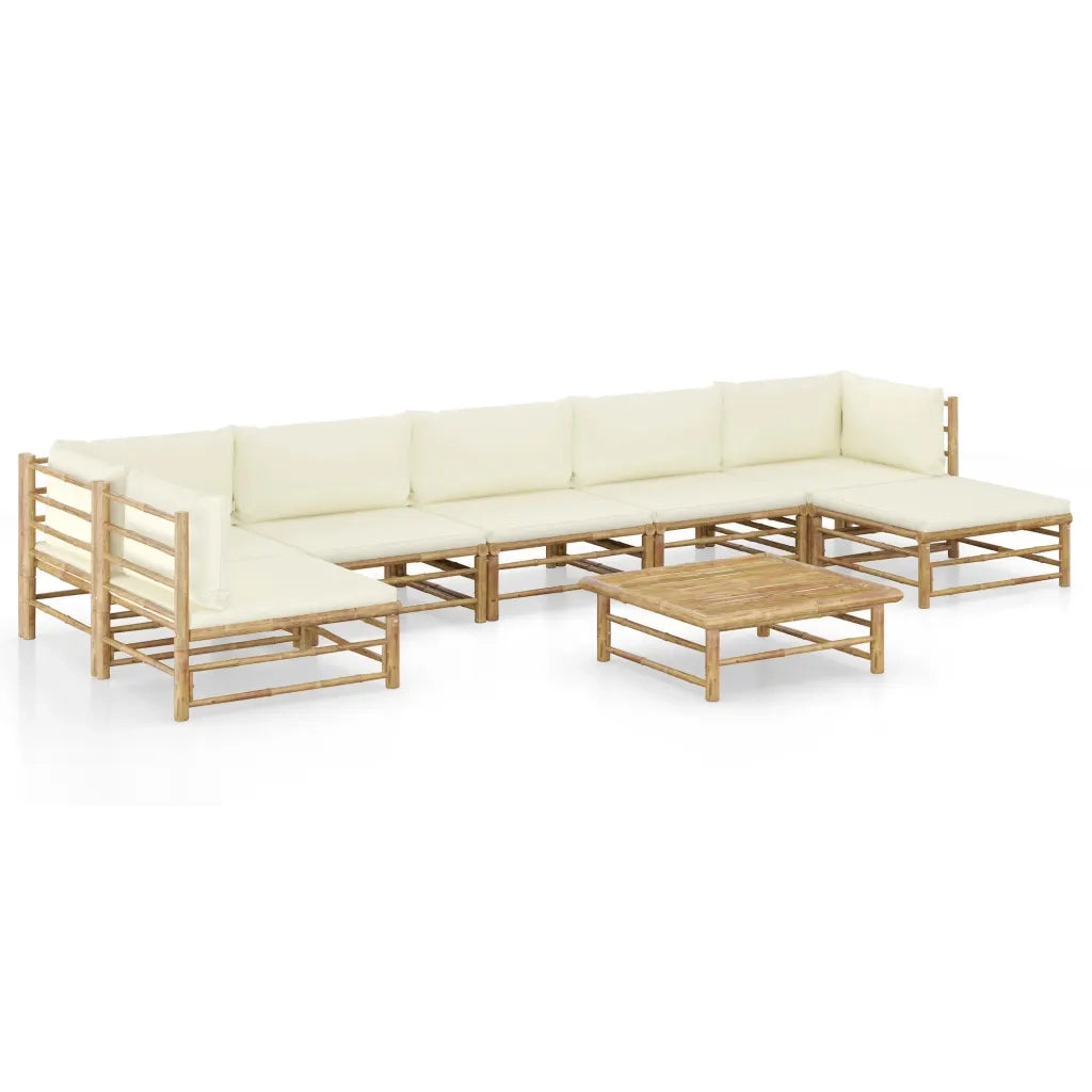 Set Divani da Giardino 8 pz con Cuscini Bianco Crema in BambÃ¹ cod mxl 39991