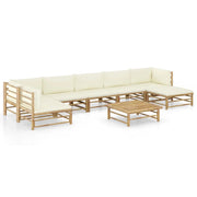 Set Divani da Giardino 8 pz con Cuscini Bianco Crema in BambÃ¹ cod mxl 39991