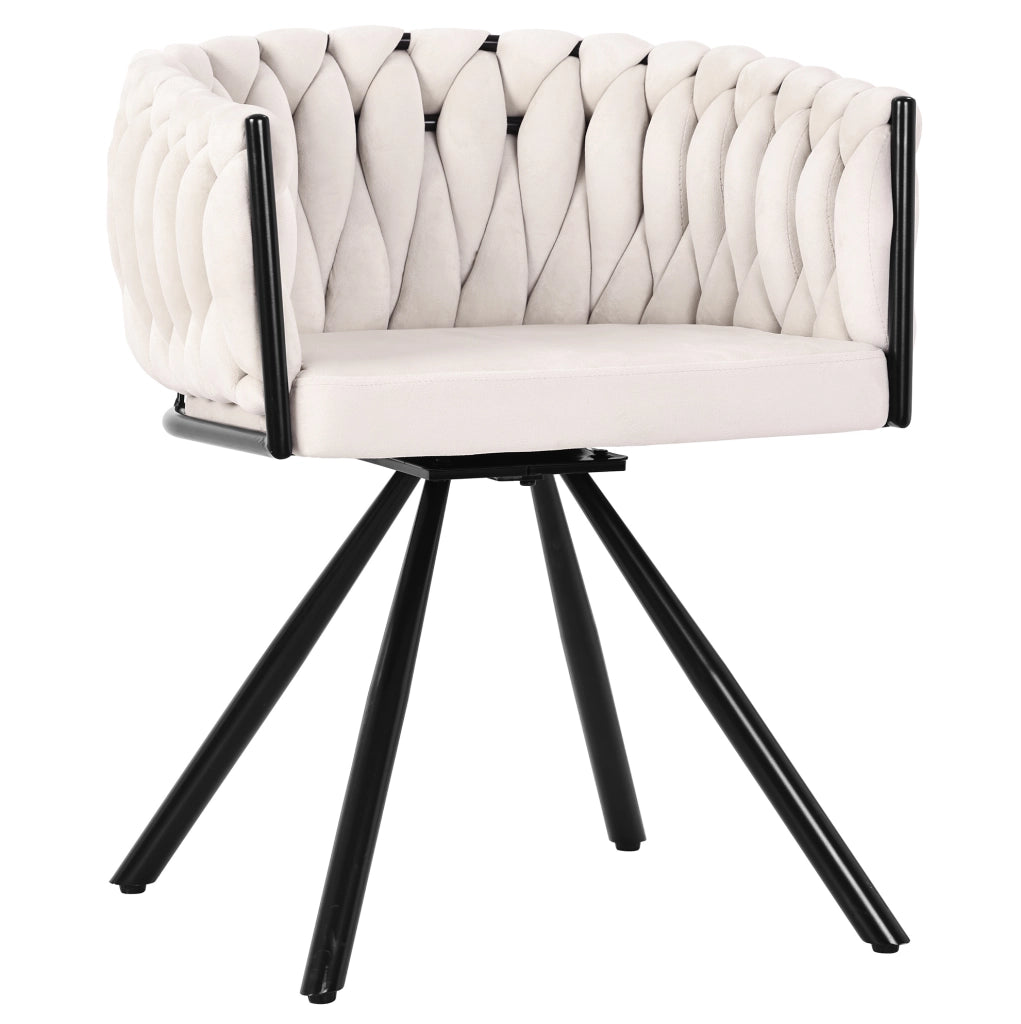 Set di 6 sedie da pranzo girevoli 360° in velluto beige