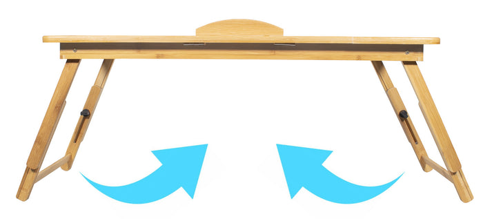Tavolo per laptop in bambù VALORA XL - Regolabile, pieghevole, multiuso