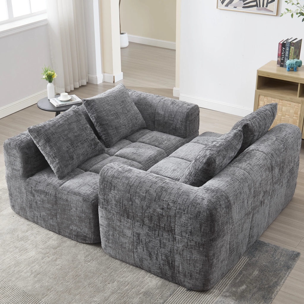 DIVANO Chaise longue 158x90x60 cm Chenille grigio con cuscino incluso