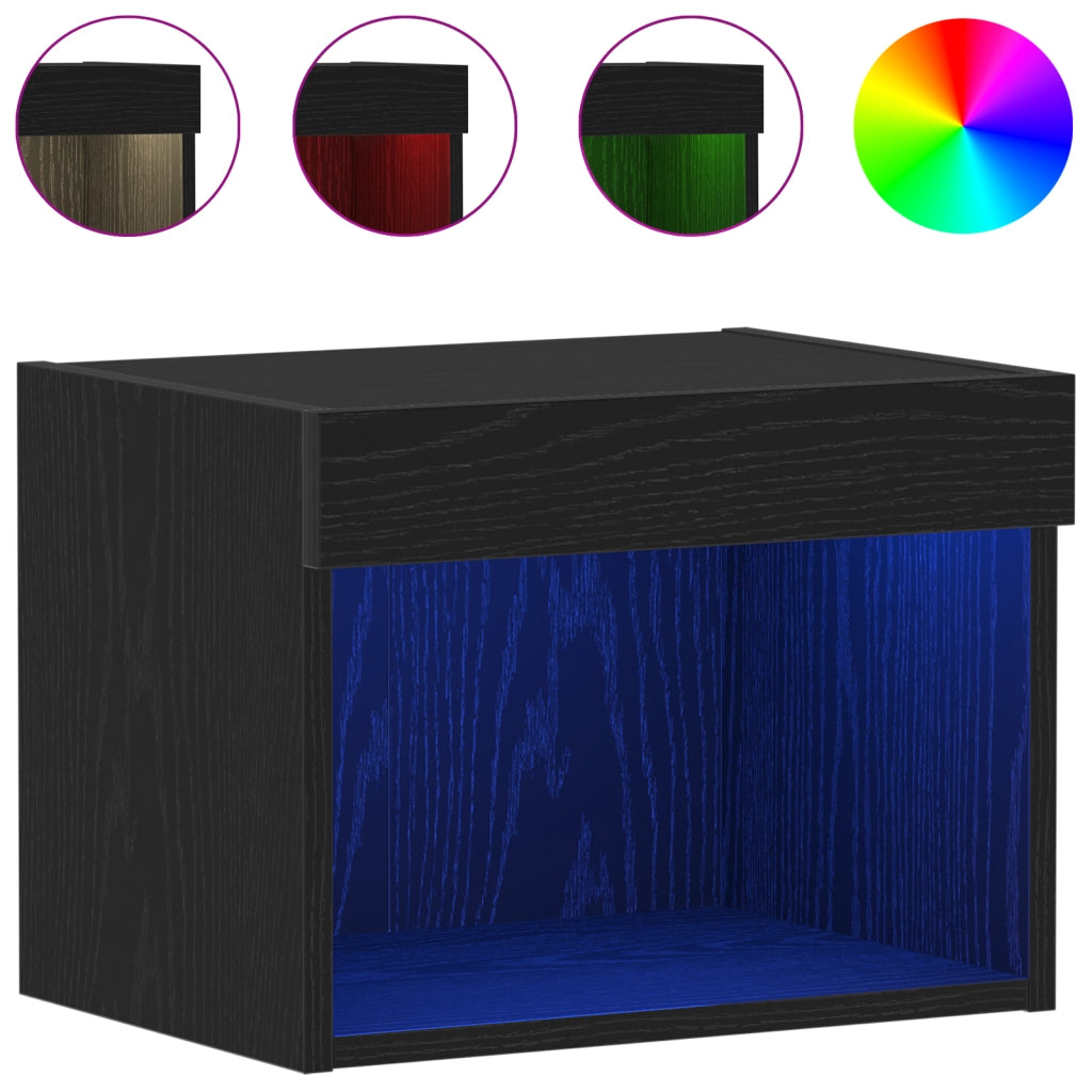 Armadi a muro  con luci LED 2 pezzi Rovere Nero 40x30x30 cm